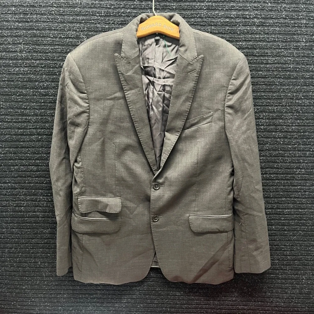 Banana Republic Mens 42R Slim Fit Blazer Grey Tessuto Marzotto Italian Fabric